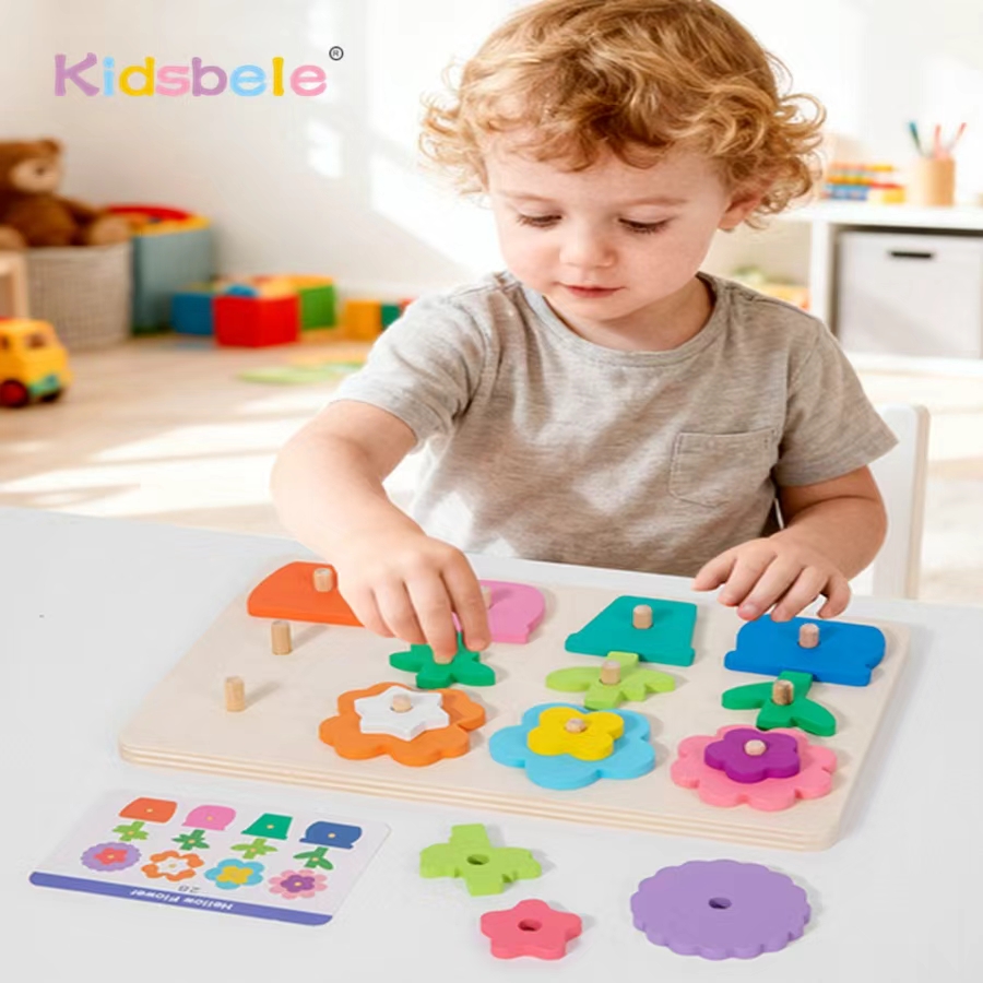 Board Game Nature - Montessori Drewniana Układanka Kwiatowa DIY z