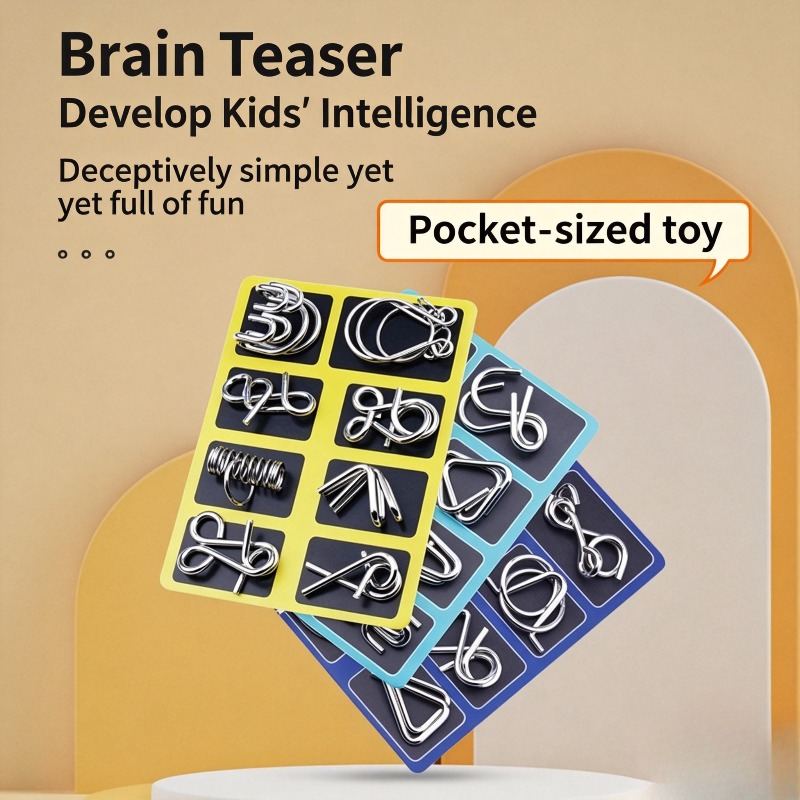 Board Game Education - 8-częściowy zestaw metalowych puzzli, klasyczna łamigłówka,